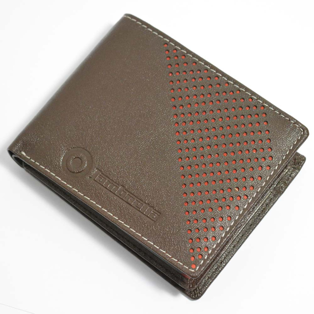 Punched Leather Wallet Dark Brown
