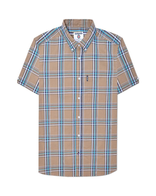 S/S Check Shirt Khaki/Navy/Blue