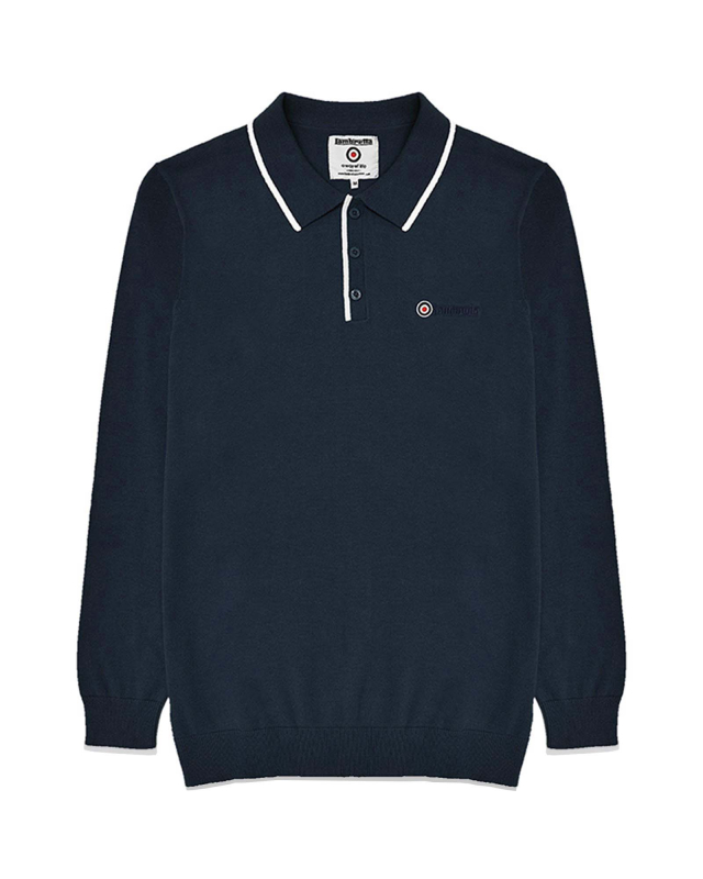 LS Tipped Knitted Polo Navy