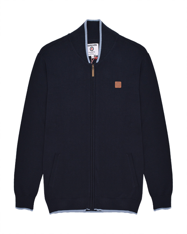 Tipped Knitted Bomber Navy/Ashley Blue