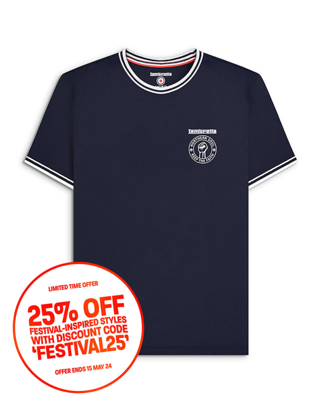 Northern Soul Tippped Tee Navy/White