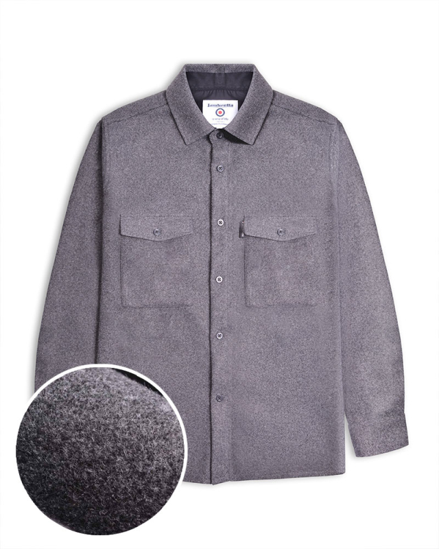 Plain Brushed Flannel Overshirt Charcoal