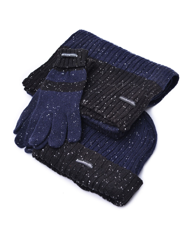 Hat/Scarf/Glove Set Navy Nep