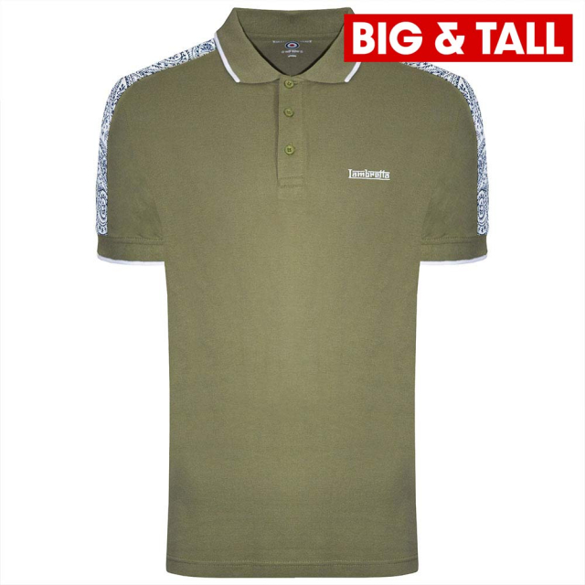 Big & Tall Paisley Taped Polo Lichen Green