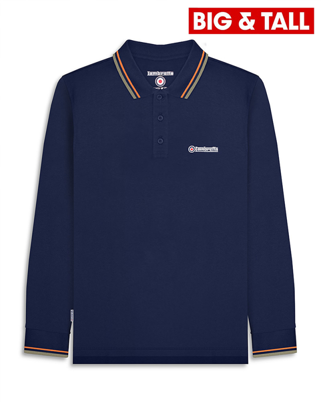 Big & Tall L/S Twin Tipped Polo Navy(Nugget/Lichen Green)
